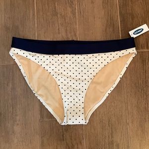 BRAND NEW WITH TAGS blue and white polka dot bikini bottom from Old Navy. Size L